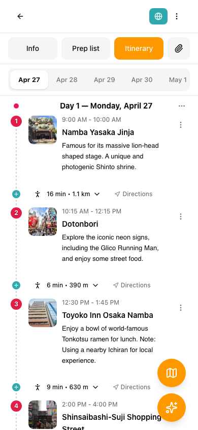 AI trip planning mobile